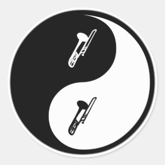 Yin Yang Trombone Classic Round Sticker