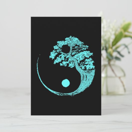 Yin Yang Turquoise Blue Bonsai Tree Japanese (Standing Front)