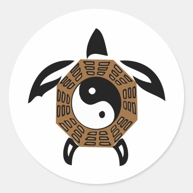 yin-yang-turtle classic round sticker (Front)