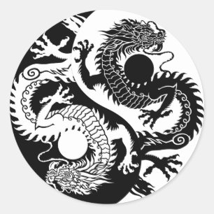 YIN YANG TWO DRAGONs Classic Round Sticker
