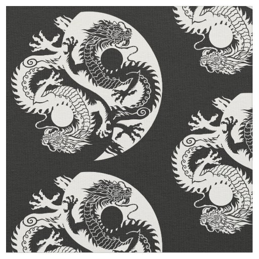 YIN YANG TWO DRAGONS FABRIC