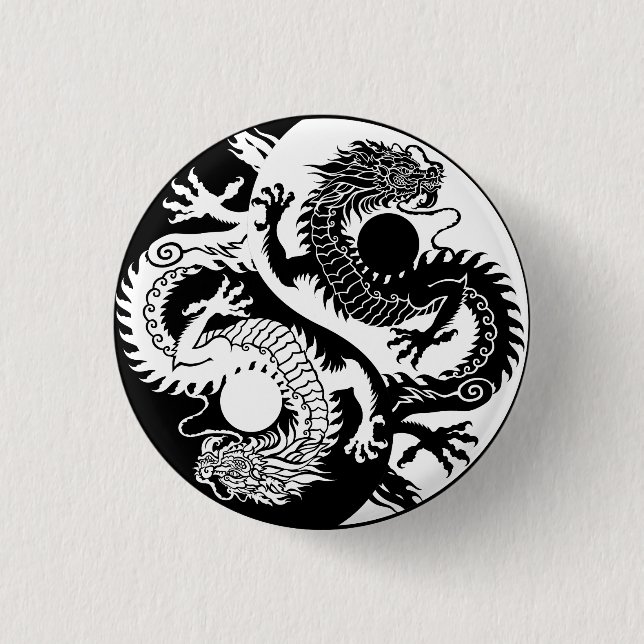YIN YANG TWO DRAGONS KEYCHAIN BUTTON (Front)