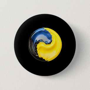 Yin Yang Ukraine Blue And Yellow Button