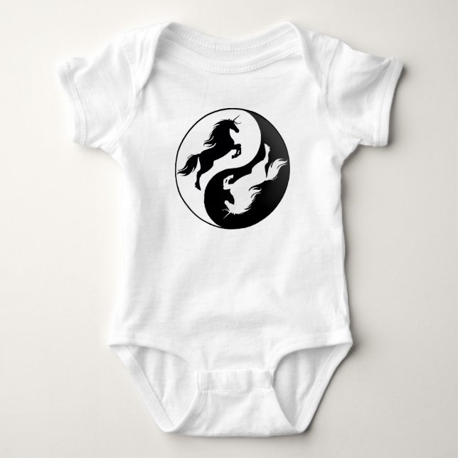 Yin Yang Unicorn Baby One Piece Baby Bodysuit (Front)