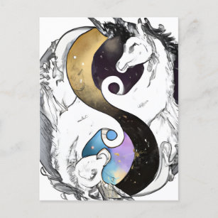 Yin Yang Unicorns Postcard