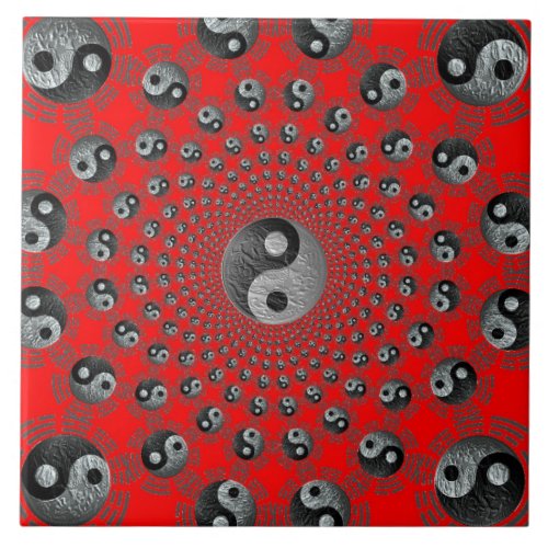 Yin Yang Universe Ceramic Tile Trivet