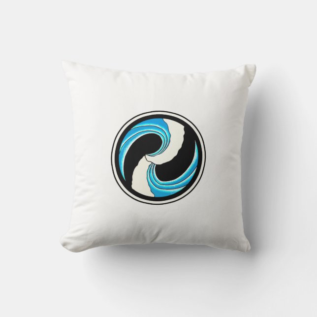 Yin Yang Waves Throw Pillow (Front)