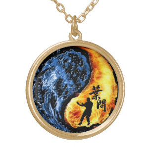 Yin Yang - Wing Chun "Kung Fu" Ip Man Linage Gold Plated Necklace