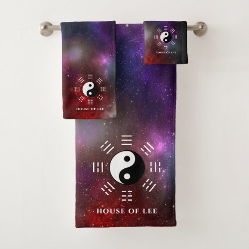 Yin Yang with Bagua Trigram Symbols I_Ching Bath Towel Set