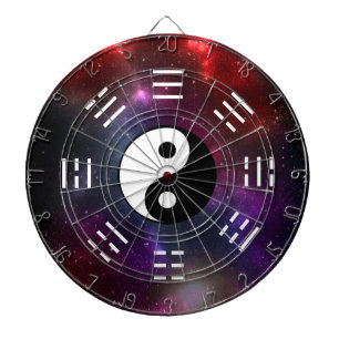 Yin Yang with Bagua Trigram Symbols I-Ching Dart Board