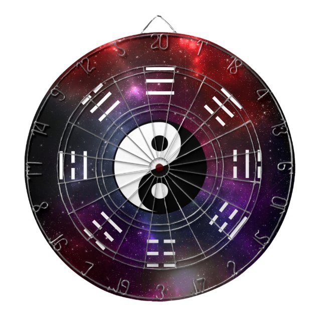 Yin Yang with Bagua Trigram Symbols I-Ching Dart Board (Front)