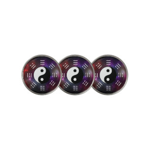 Yin Yang with Bagua Trigram Symbols I-Ching Golf Ball Marker