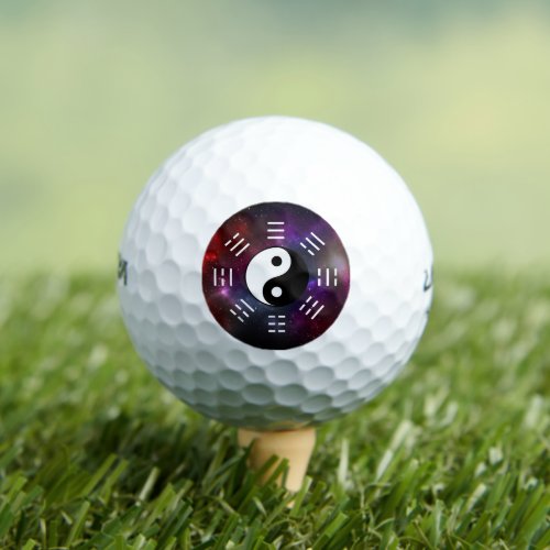 Yin Yang with Bagua Trigram Symbols I_Ching Golf Balls