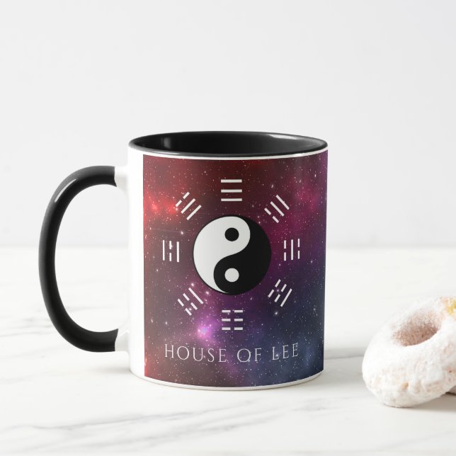 Yin Yang with Bagua Trigram Symbols I-Ching Mug (With Donut)