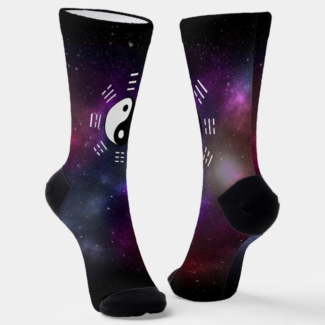 Yin Yang with Bagua Trigram Symbols I-Ching Socks (Angled)