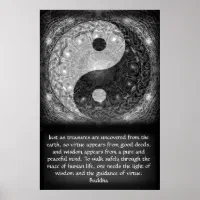 Buddha Quotes Art Print Black White Yin Yang Minimalist Poster