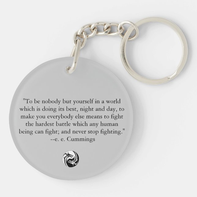 Yin Yang with ee Cummings Quote Keychain (Back)