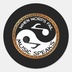 Yin Yang with music words Classic Round Sticker