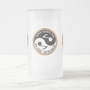 Yin Yang with music words Frosted Glass Beer Mug