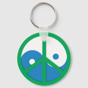Yin-Yang with Peace sign Keychain