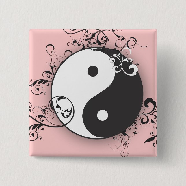 Yin-Yang with scrolling Pinback Button (Front)