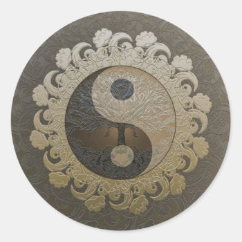 Yin Yang With Tree Of Life By Amelia Carrie Classic Round Sticker by thetreeoflife at Zazzle