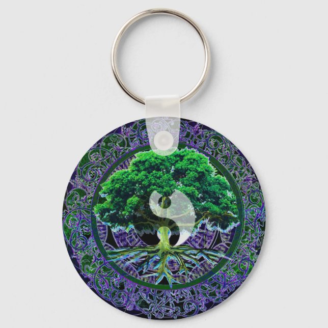 Yin Yang with Tree of Life Keychain (Front)