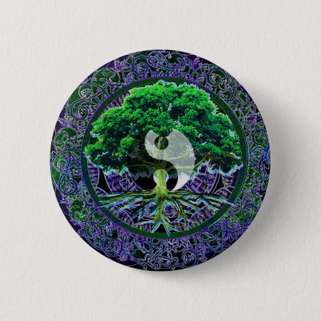 Yin Yang with Tree of Life Pinback Button (Front)