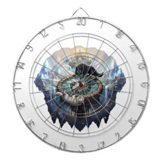 Yin Yang Wolves Cosmic Galaxy Fantasy Floating Dart Board