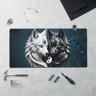 Yin Yang Wolves. Desk Mat