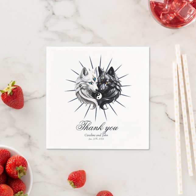 Yin Yang Wolves.  Napkins (Insitu)