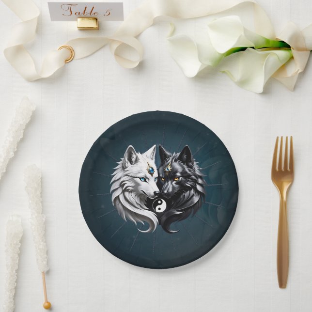 Yin Yang Wolves.  Paper Plates (Wedding)