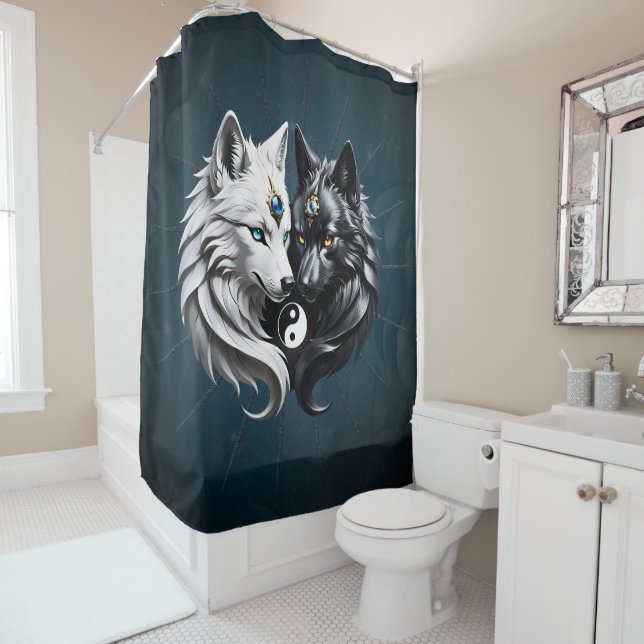 Yin Yang Wolves.  Shower Curtain (In Situ)