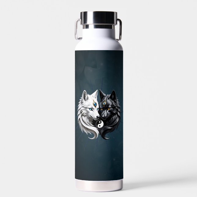 Yin Yang Wolves.  Water Bottle (Front)