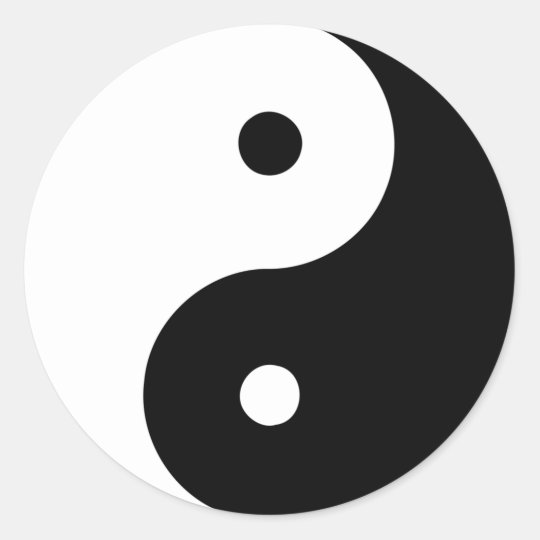 Yin Yang Ying Taoism Sign Chinese Taijitu Black Classic Round Sticker ...