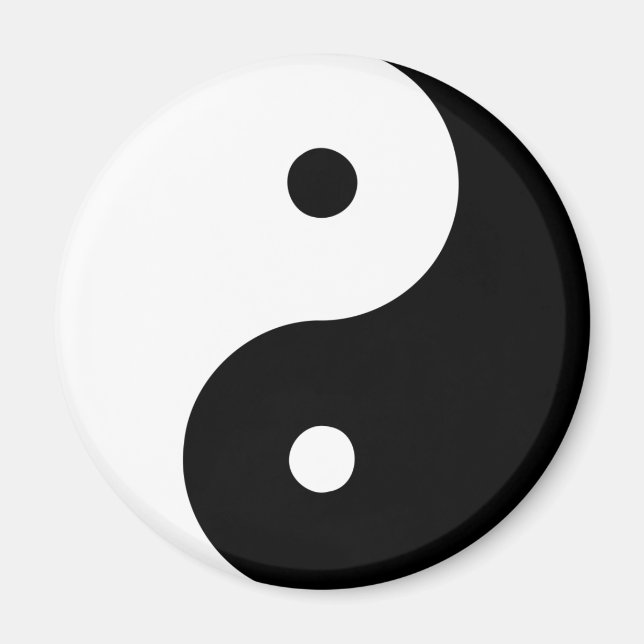 Yin Yang Ying Taoism Sign Chinese Taijitu Black Magnet (Front)