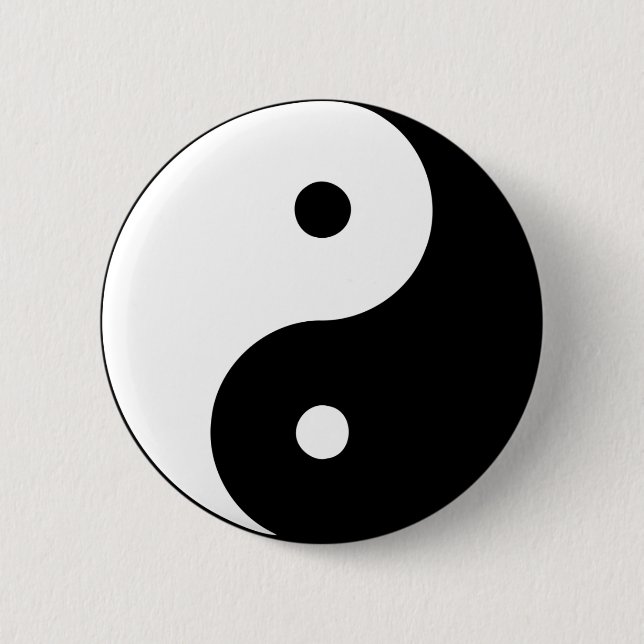 Yin Yang Ying Taoism Sign Chinese Taijitu Black Pinback Button (Front)