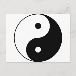 Yin Yang Ying Taoism Sign Chinese Taijitu Black Postcard