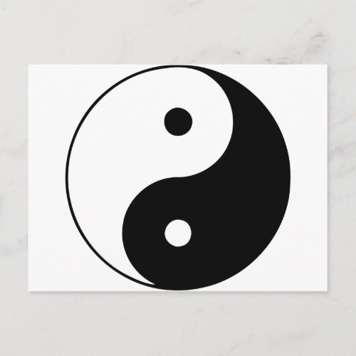Yin Yang Ying Taoism Sign Chinese Taijitu Black Postcard