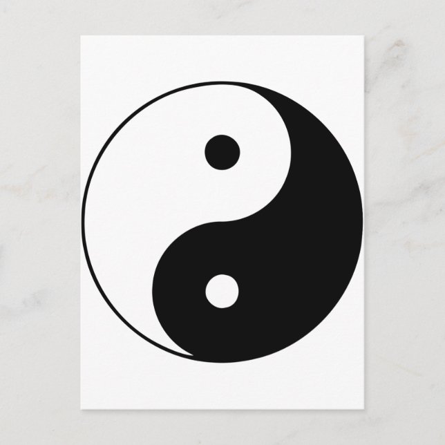 Yin Yang Ying Taoism Sign Chinese Taijitu Black Postcard (Front)