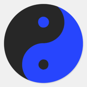 Yin Yang Ying Taoism Sign Chinese Taijitu Blue Classic Round Sticker