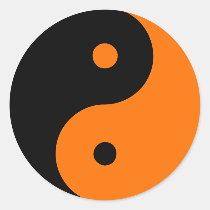 Yin Yang Ying Taoism Sign Chinese Taijitu Orange Round Sticker