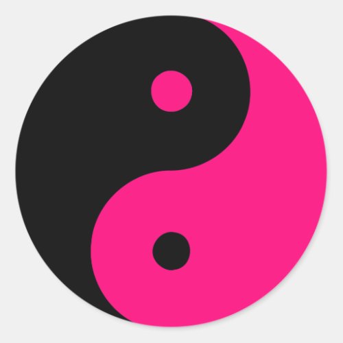 Yin Yang Ying Taoism Sign Chinese Taijitu Pink Classic Round Sticker