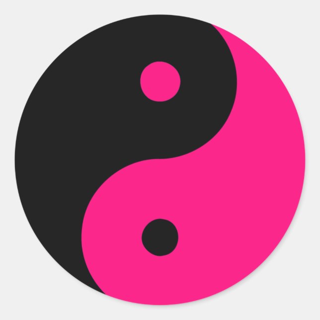 Yin Yang Ying Taoism Sign Chinese Taijitu Pink Classic Round Sticker (Front)