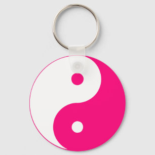 Yin Yang Ying Taoism Sign Chinese Taijitu Pink Keychain