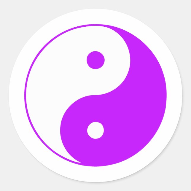 Yin Yang Ying Taoism Sign Chinese Taijitu Purple Classic Round Sticker (Front)