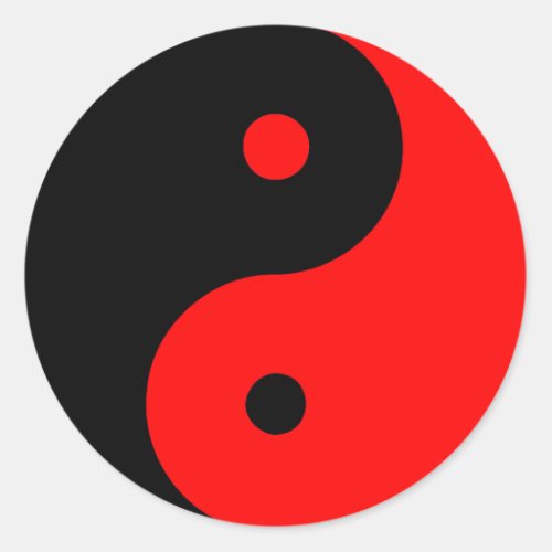 Yin Yang Ying Taoism Sign Chinese Taijitu Red Classic Round Sticker