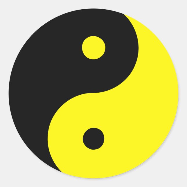 Yin Yang Ying Taoism Sign Chinese Taijitu Yellow Classic Round Sticker (Front)