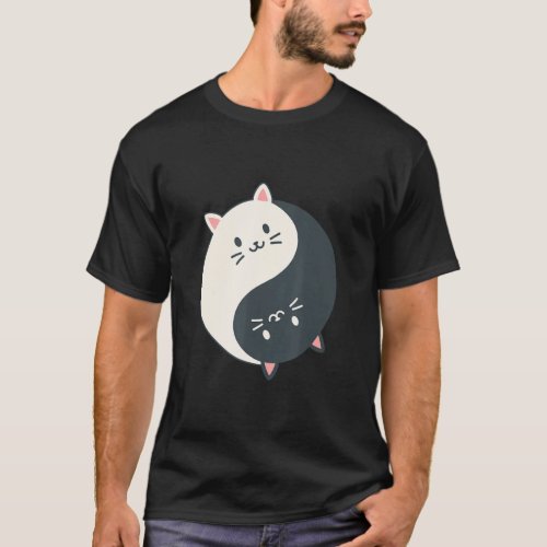 Yin Yang Yoga Zen Cute Cats for Yoga  2  T_Shirt