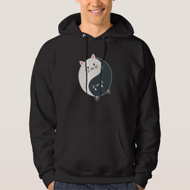 Yin Yang Yoga Zen Cute Cats for Yoga  3 Hoodie (Front)